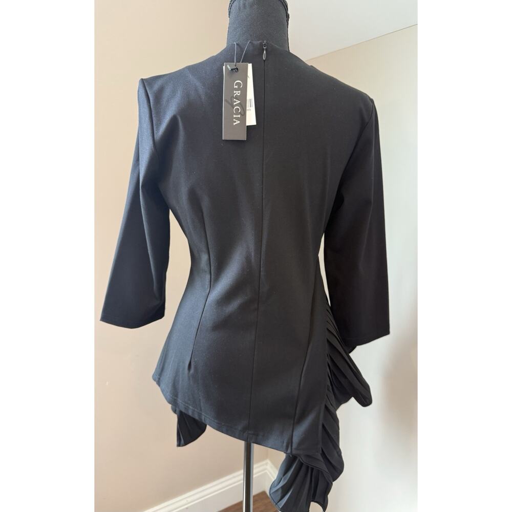 NWT Gracia Black Asymmetrical Top Gorgeous Size Small - Picture 4 of 6